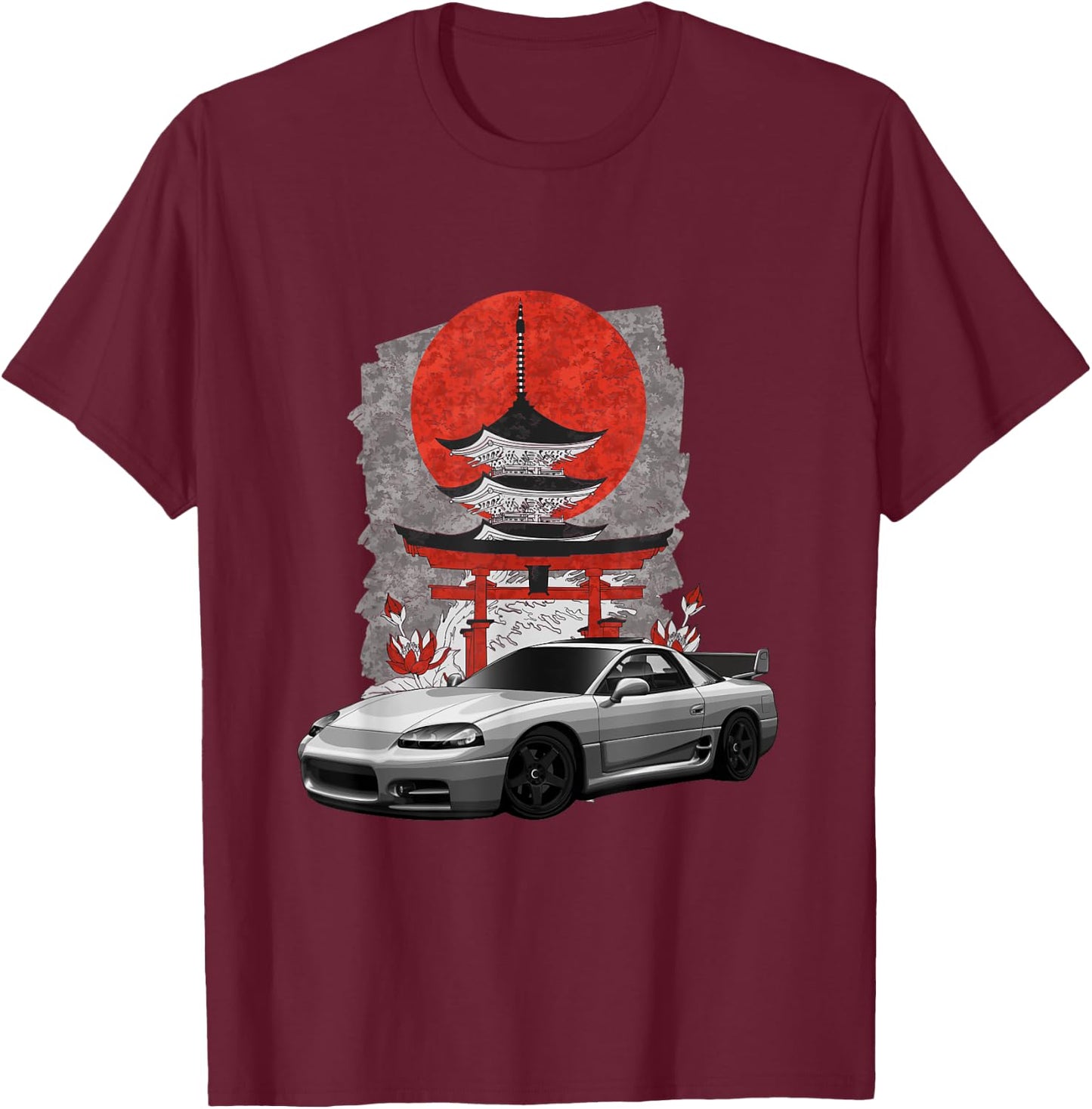JDM 3000GT Auto Tuning Japan Shinto Shrine Drift T-Shirt - T-Shirt | Maroon