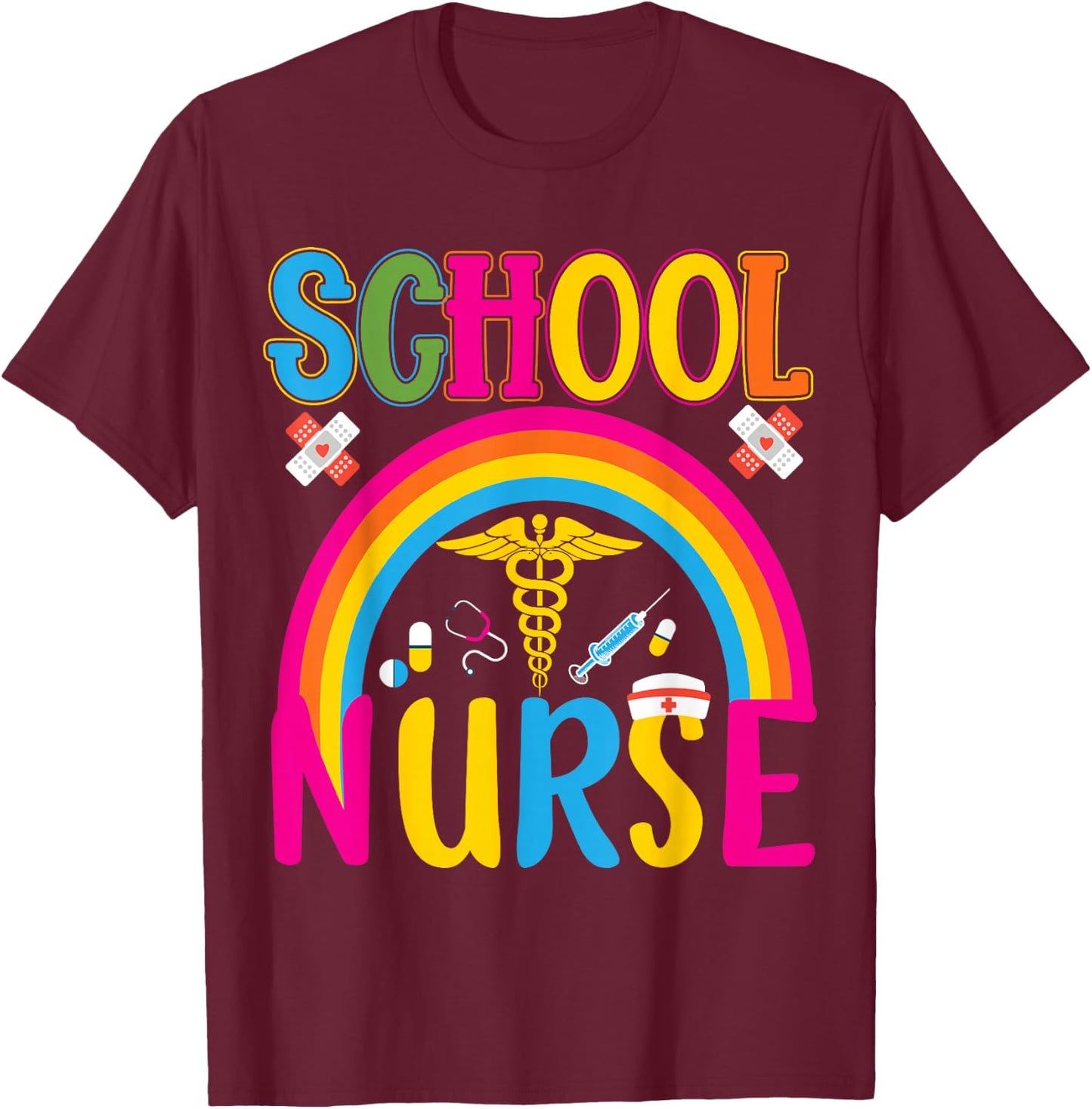 School Nurse | School Nurse T-Shirt - T-Shirt | Maroon