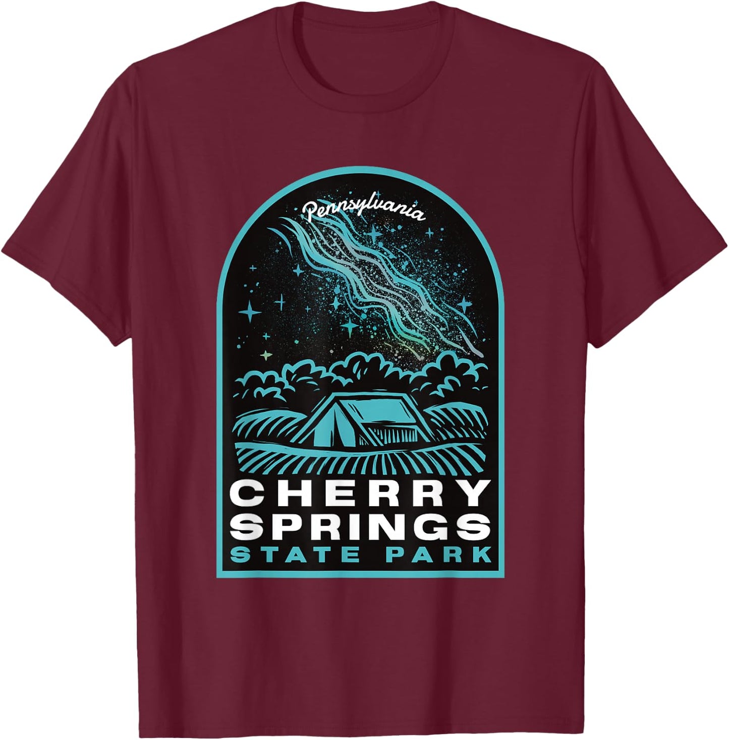 Cherry Springs State Park Pennsylvania Stars T-Shirt - T-Shirt | Maroon