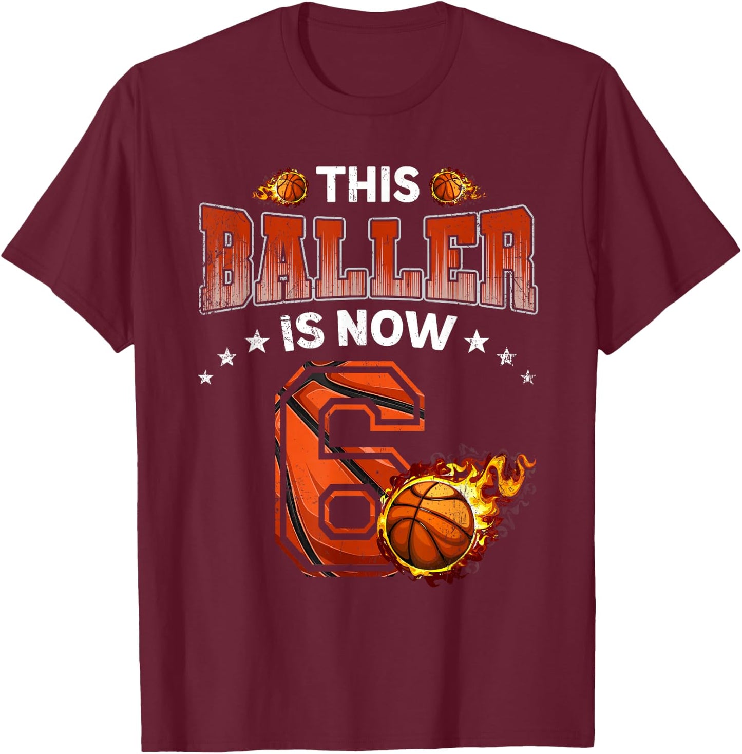 6th Birthday Boys Basketball Player Gifts 6 Years Old Kids T-Shirt - T-Shirt | Maroon