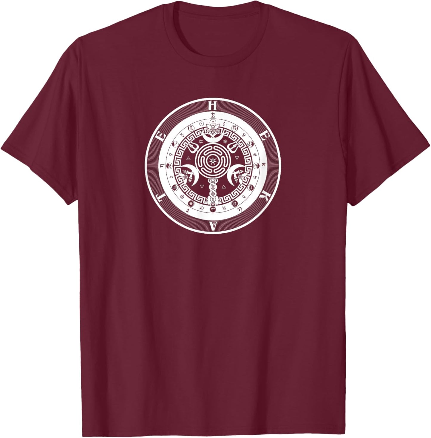 Pagan Hekate Symbol Pagan Wicca Symbol Hecate Wheel Goddess T-Shirt - T-Shirt | Maroon