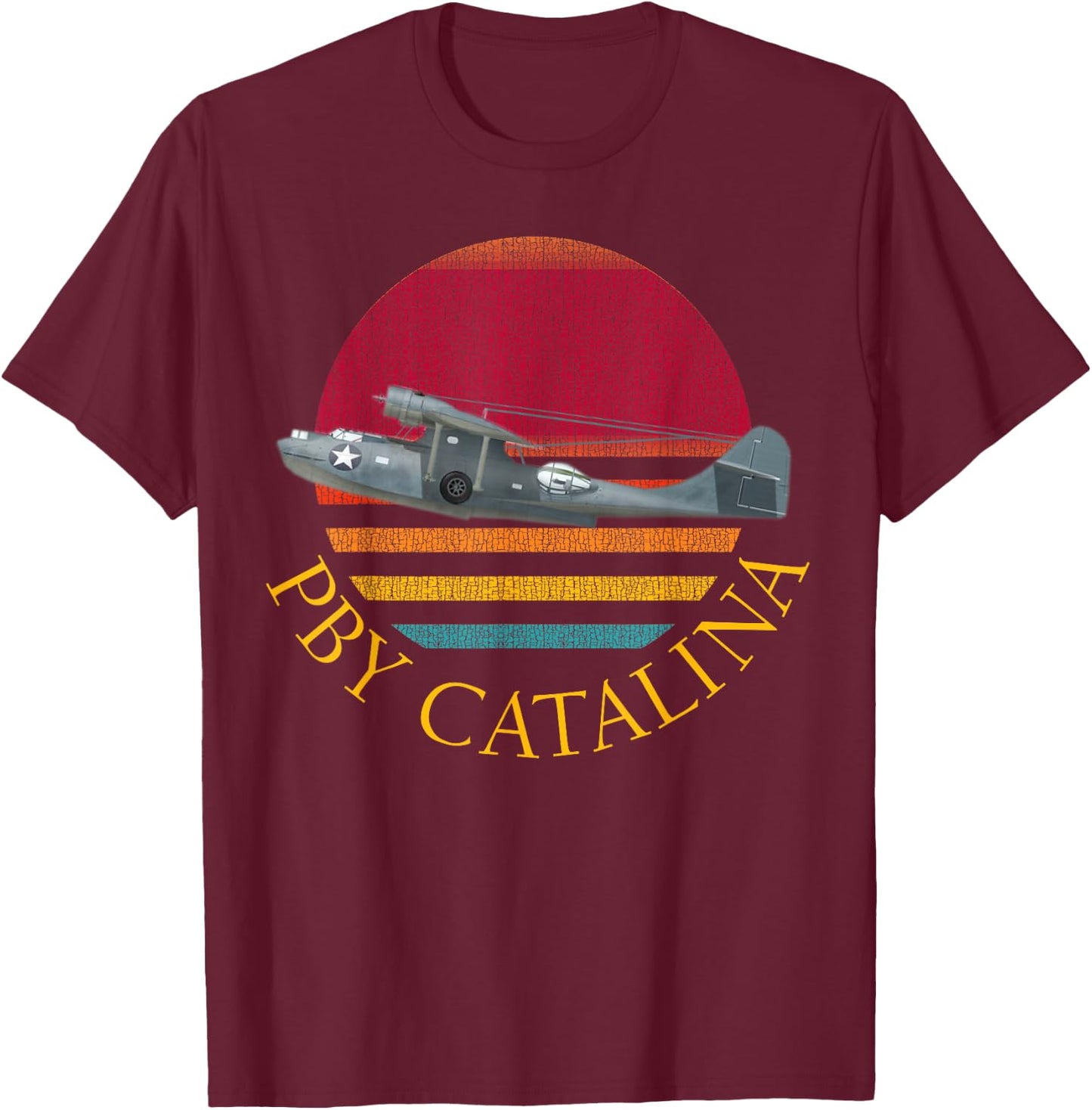 American WW2 Planes PBY Catalina Flying Boat Seaplane T-Shirt - T-Shirt | Maroon