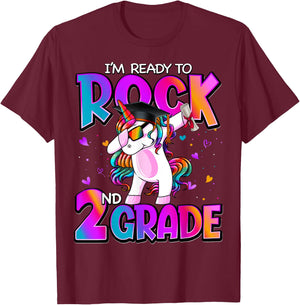 I'm Ready To Rock 2nd Grade Unicorn Back To School Girls T-Shirt - T-Shirt | Maroon