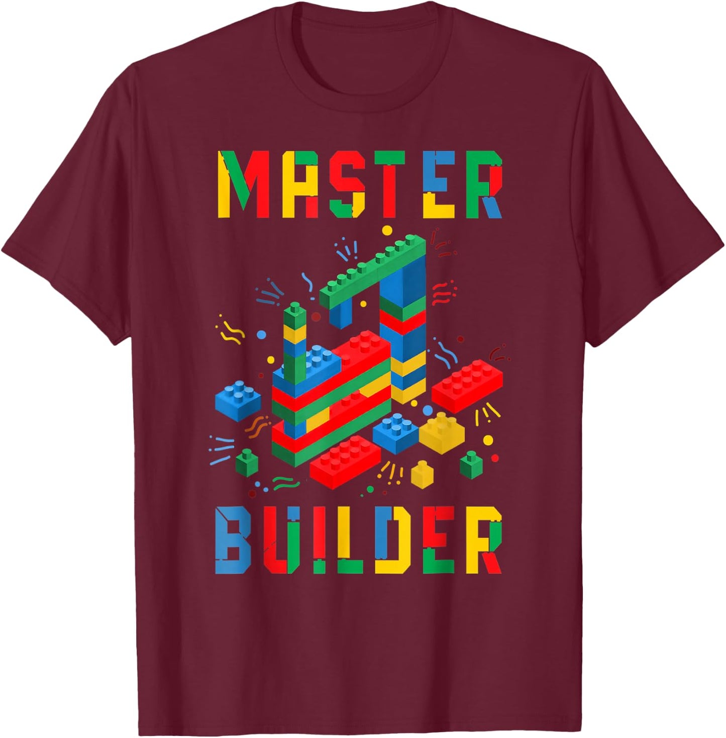 Brick Builder Funny Blocks Master Builder Building Blocks T-Shirt - T-Shirt | Maroon