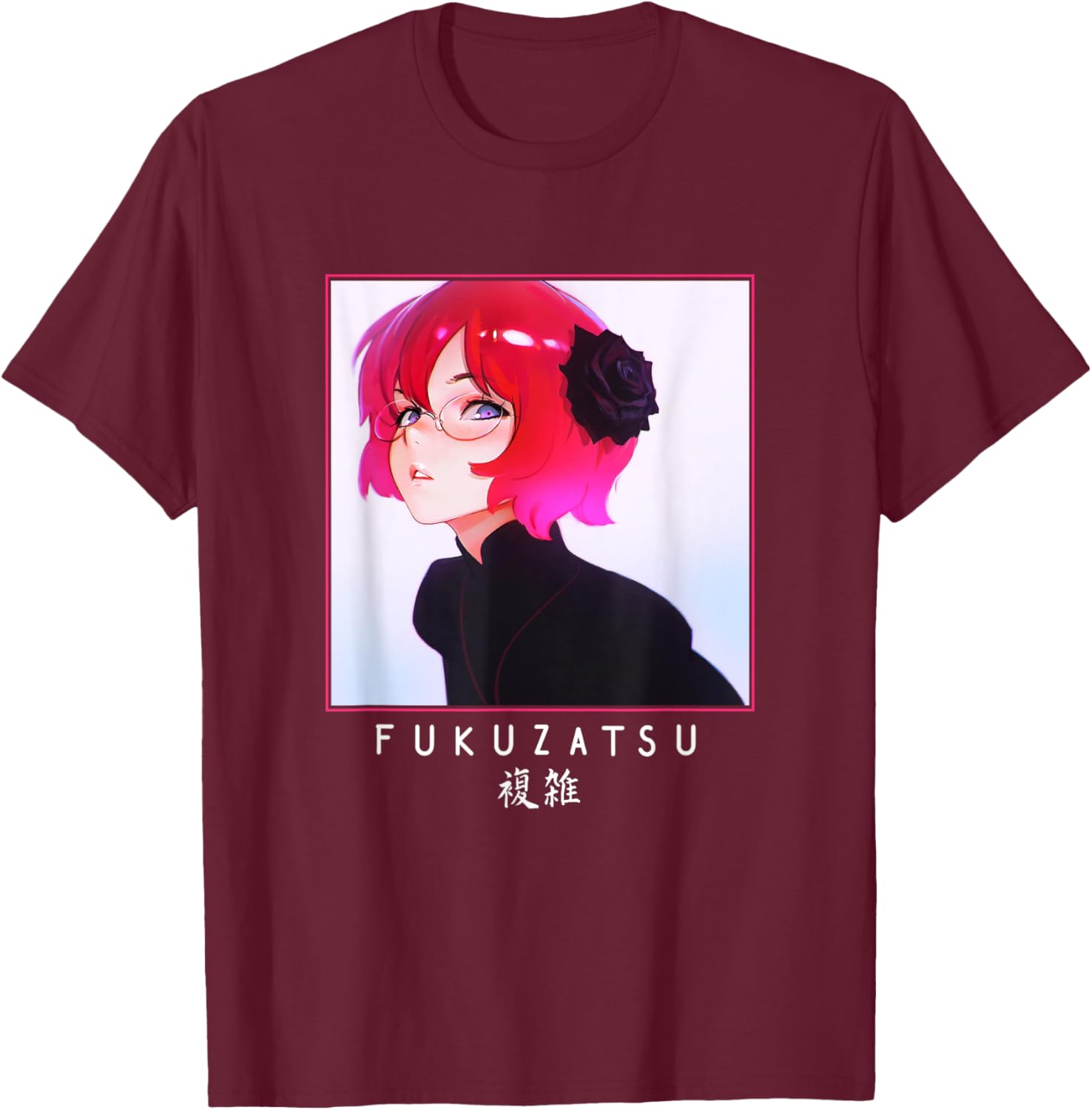 Anime Girl Japanese Aesthetic anime Otaku T-Shirt - T-Shirt | Maroon