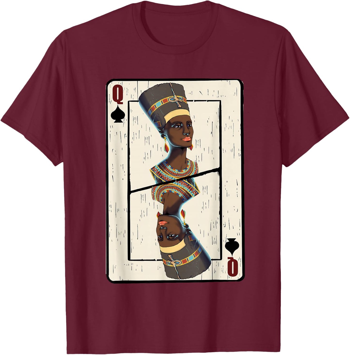 Queen Spades African American Card Halloween T-Shirt - T-Shirt | Maroon