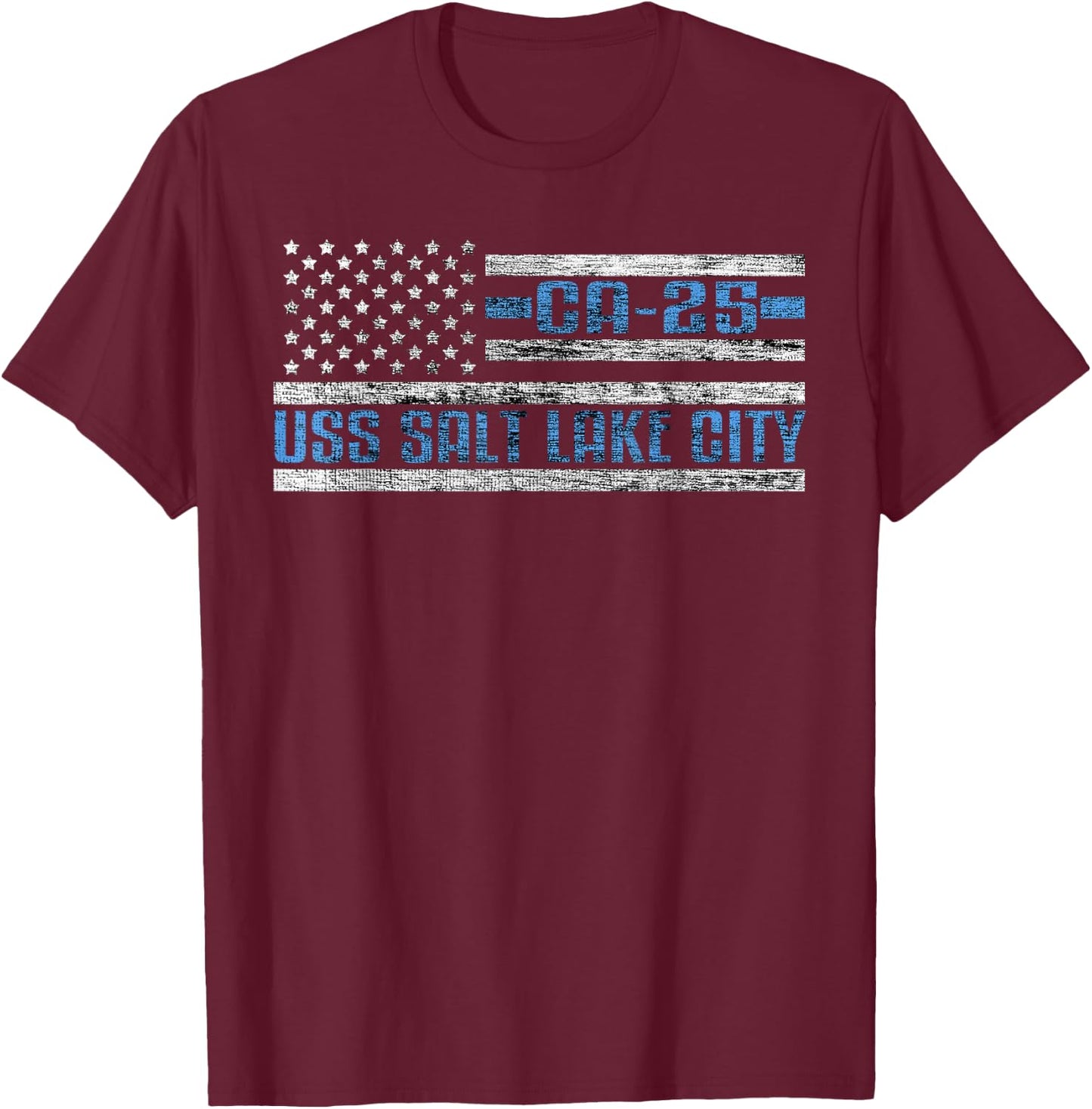 USS Salt Lake City World War Cruiser CA-25 US Army T-Shirt - T-Shirt | Maroon