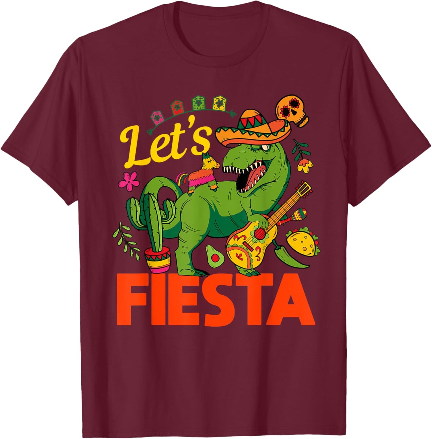 Let's Fiesta Cinco De Mayo Camisa Mexicana Hombre T-Shirt - T-Shirt | Maroon