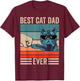 Vintage Best Cat Dad Ever Bump Fist Father's Day Cat Daddy T-Shirt - T-Shirt | Maroon