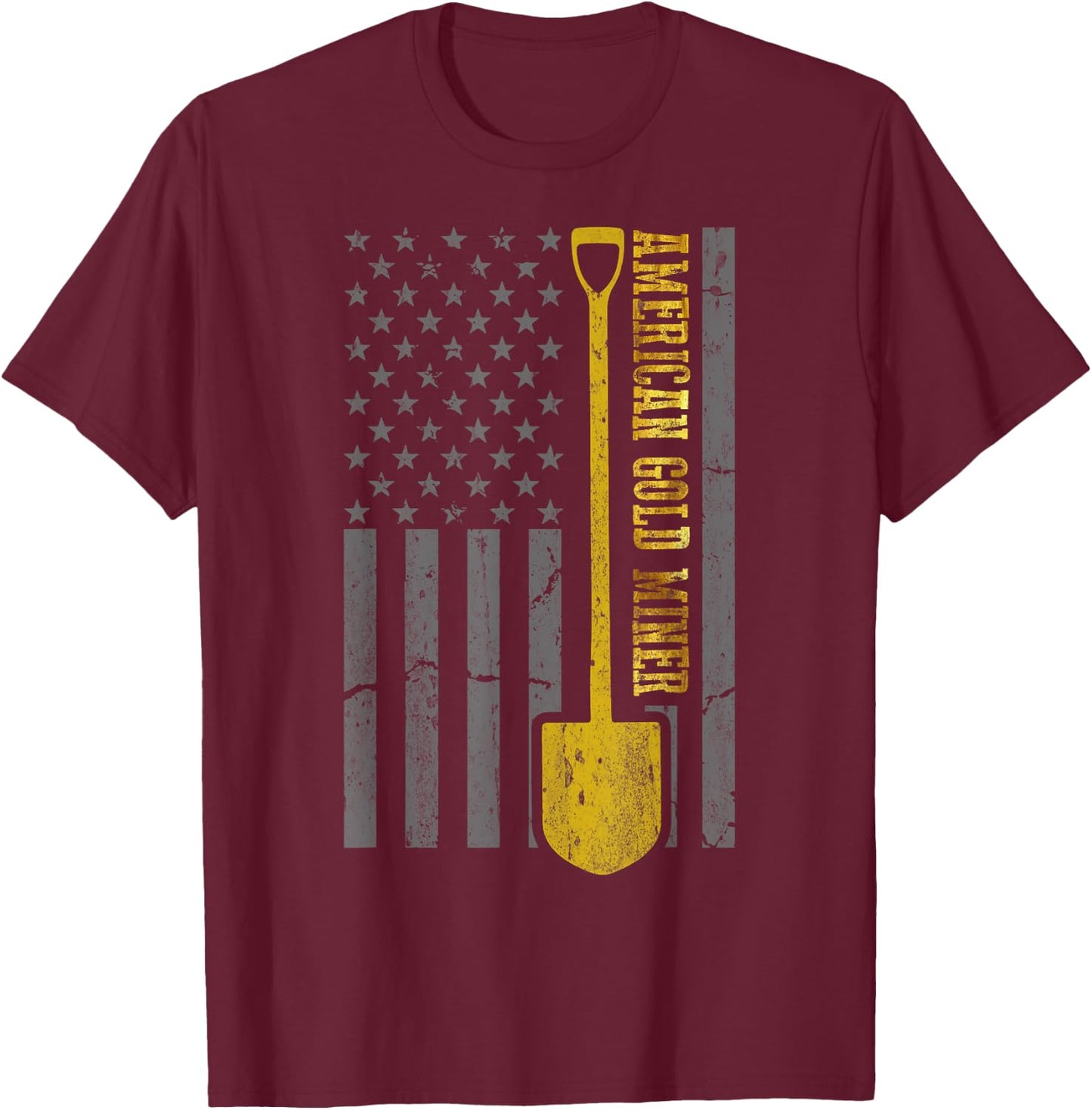 Golden US Flag for American Gold Miner T-Shirt - T-Shirt | Maroon