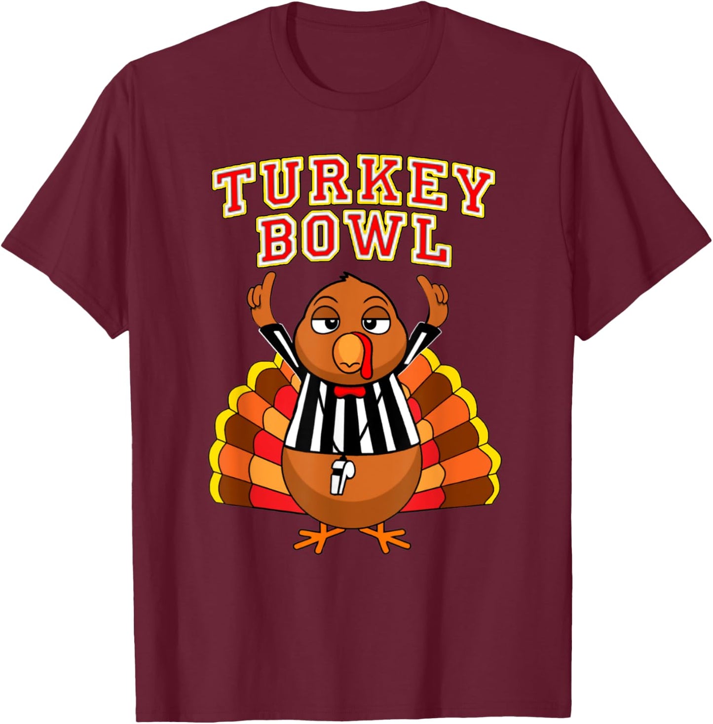 Football Turkey Bowl Annual Family Thanksgiving Game Referee T-Shirt - T-Shirt | Maroon