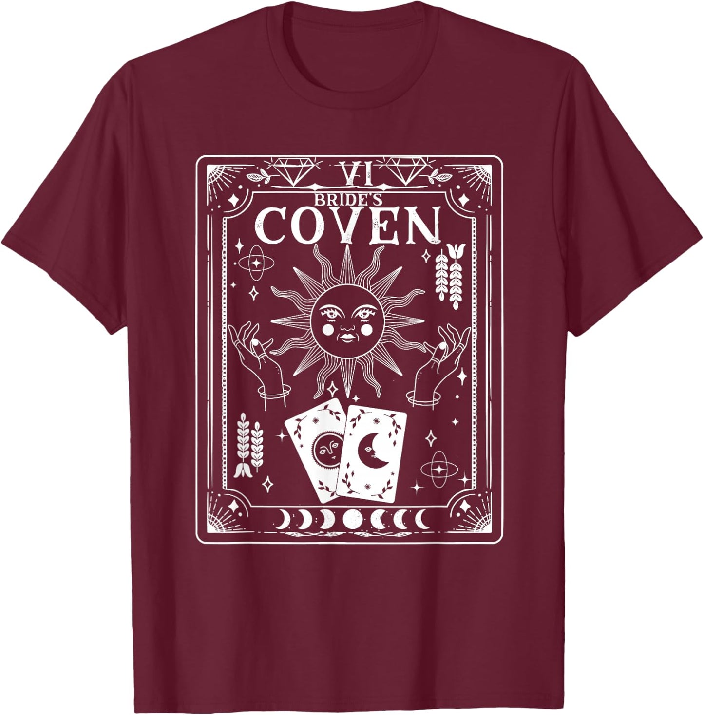 Gothic Witchy Coven Tarot Celestial Bachelorette matching T-Shirt - T-Shirt | Maroon