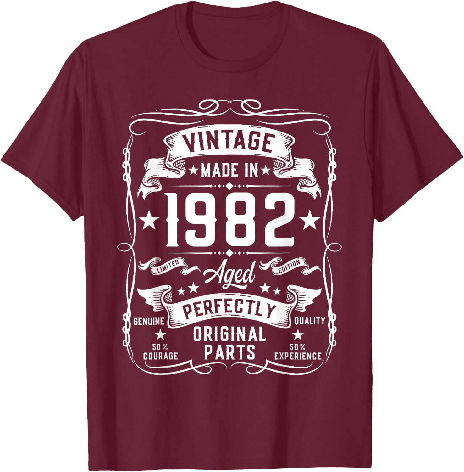 Vintage 1982 43 Years Old Gifts 43yr 43rd Birthday T-Shirt - T-Shirt | Maroon