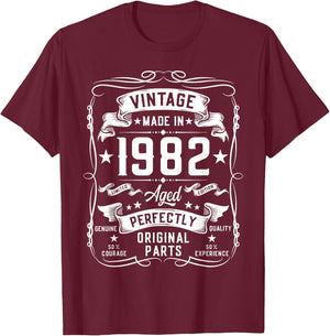 Vintage 1982 43 Years Old Gifts 43yr 43rd Birthday T-Shirt - T-Shirt | Maroon