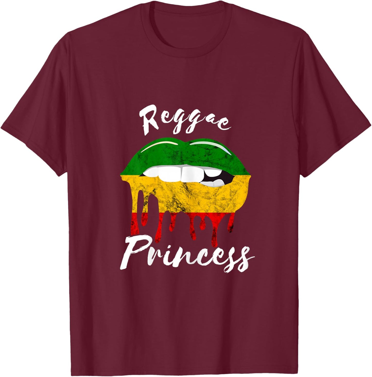Reggae Princess Lips Rastafari Roots Reggaeton T-Shirt - T-Shirt | Maroon
