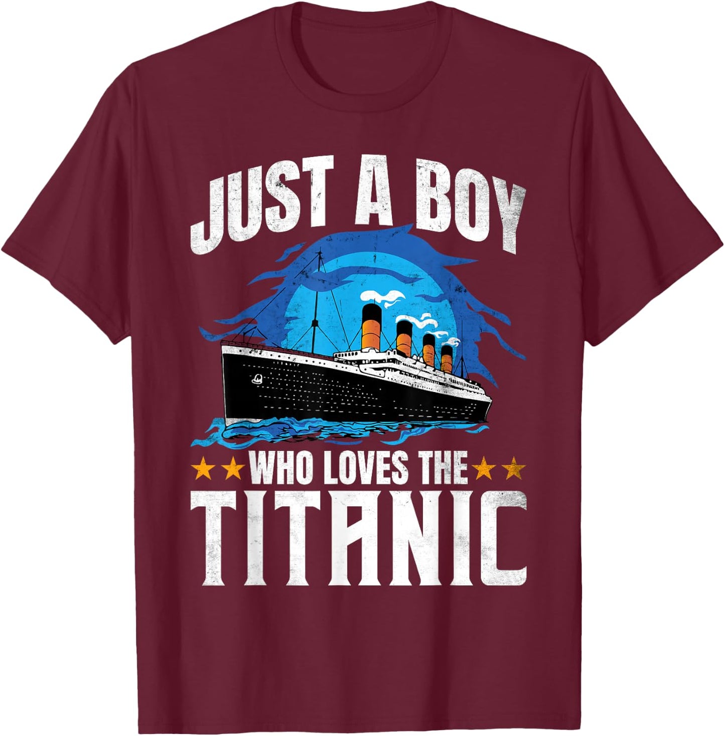 Boys who just Love The RMS Titanic T-Shirt - T-Shirt | Maroon