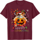 Funny Papillon Dog Happy Thanksgiving Halloween Xmas Pajama T-Shirt - T-Shirt | Maroon