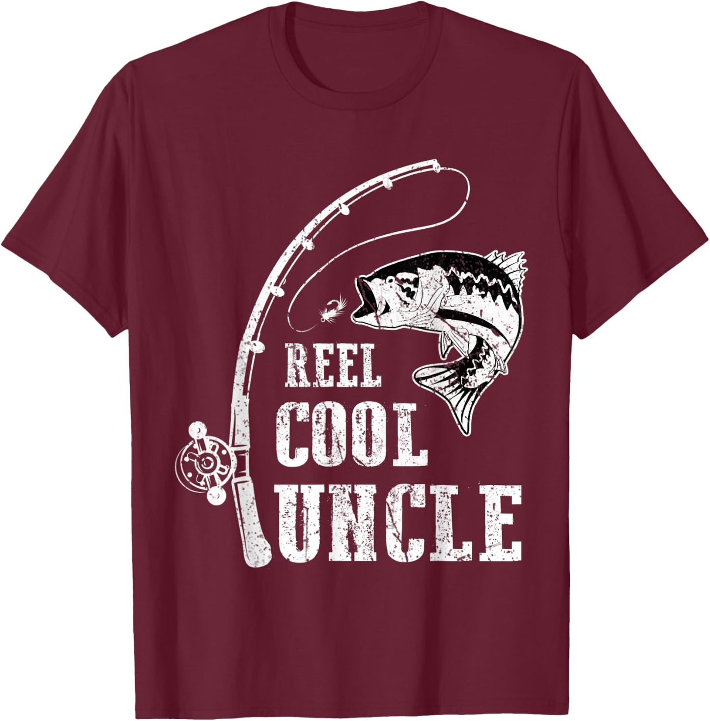 Reel Cool Uncle Fishing Daddy Fathers Day T-Shirt - T-Shirt | Maroon