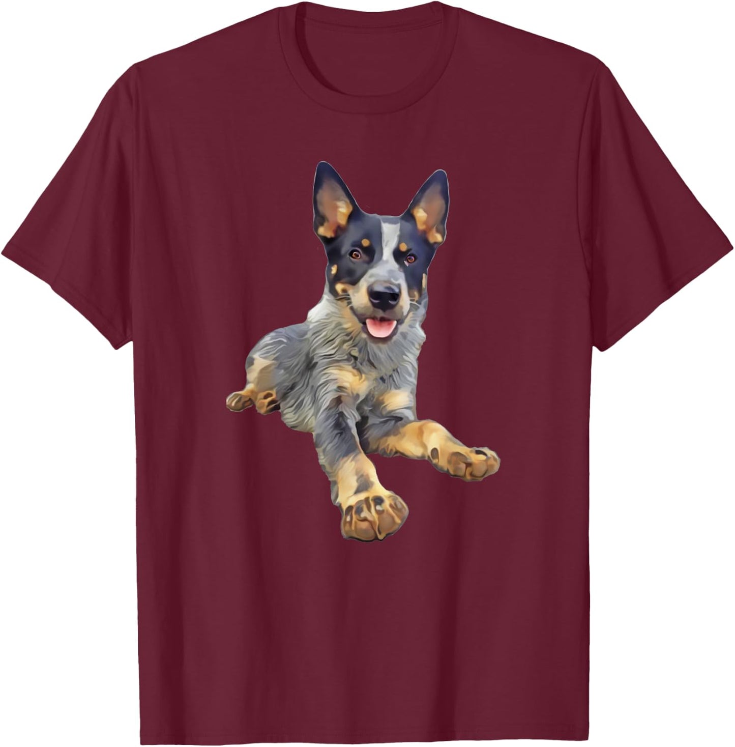 Queensland Heeler Blue Laying Down T-Shirt - T-Shirt | Maroon
