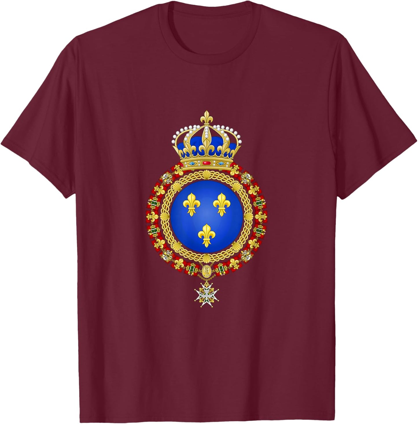 France Coat of Arms Crest French Emblem T-Shirt - T-Shirt | Maroon