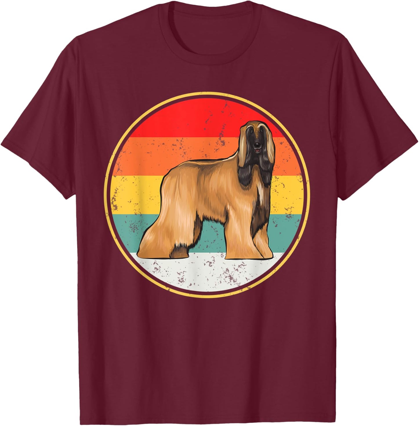 Vintage Retro Sunset Afghan Hound Dog Men Women Kids T-Shirt - T-Shirt | Maroon