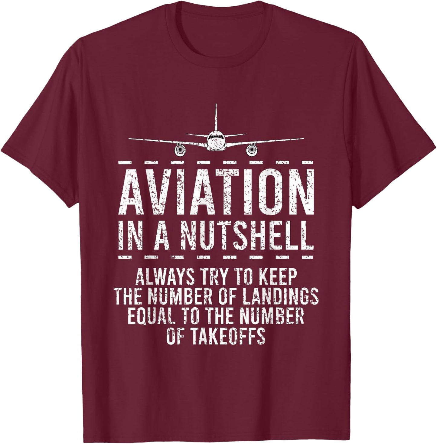Aviation In A Nutshell Funny Pilot Aviator Airplane T-Shirt - T-Shirt | Maroon