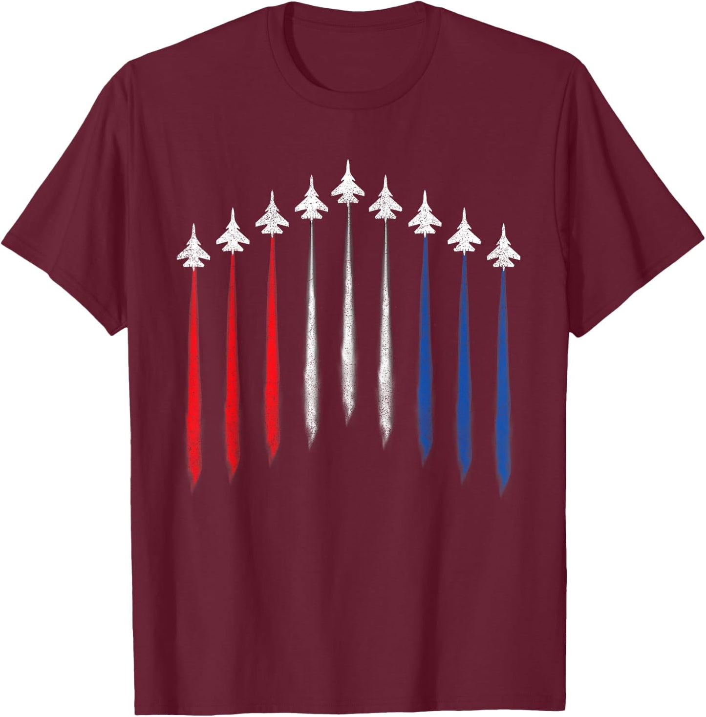 Fighter Jet American Flag Men 4th Of July Patriotic T-Shirt - T-Shirt | Maroon
