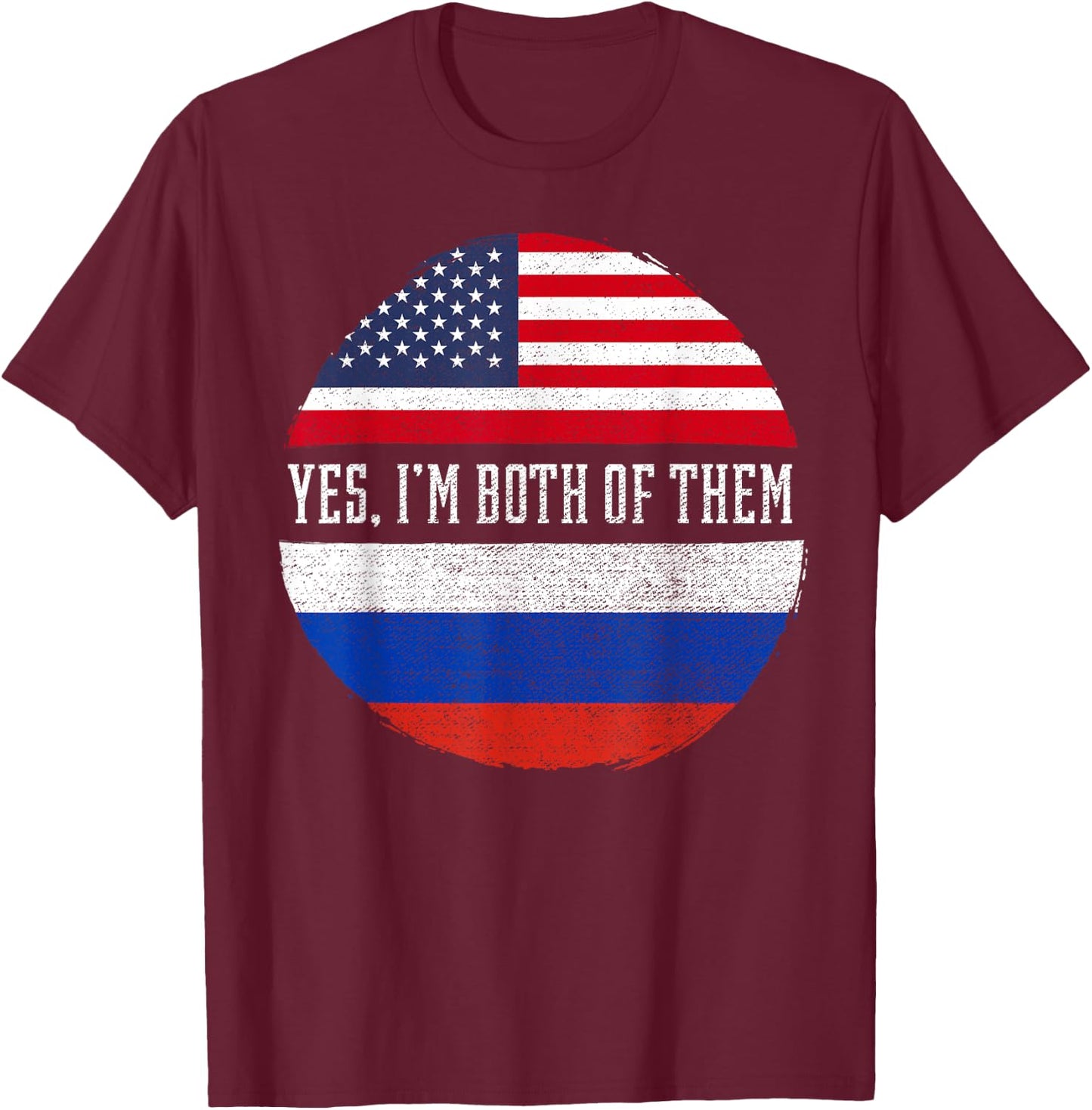 Half American Half Russian USA Flag Russia Heritage DNA T-Shirt - T-Shirt | Maroon