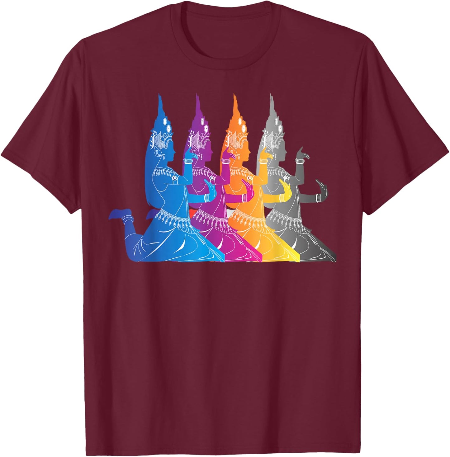 Southeast Asian Colorful Traditional Dance Thailand Cambodia T-Shirt - T-Shirt | Maroon