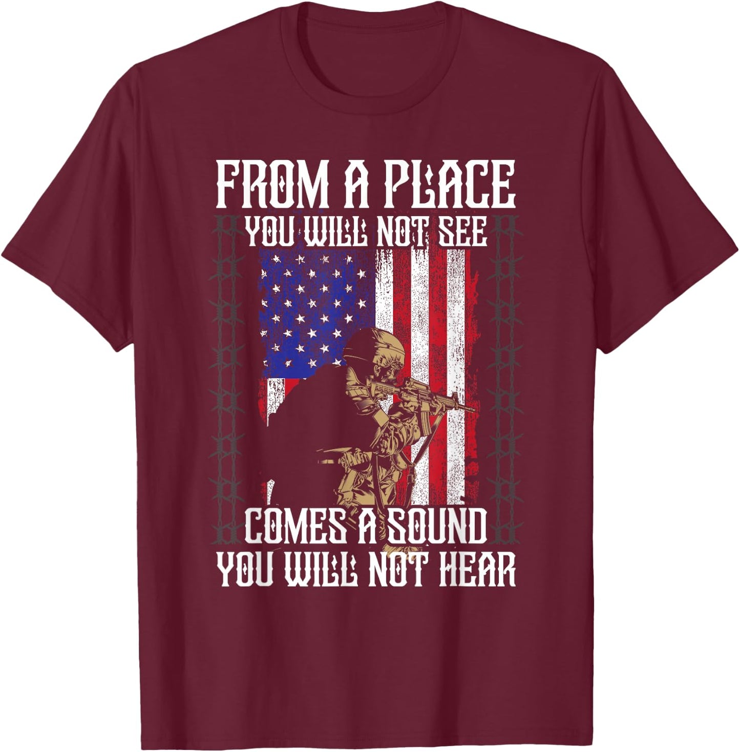 Sniper Military Sharpshooter Shooting Noise Marksman Shooter T-Shirt - T-Shirt | Maroon