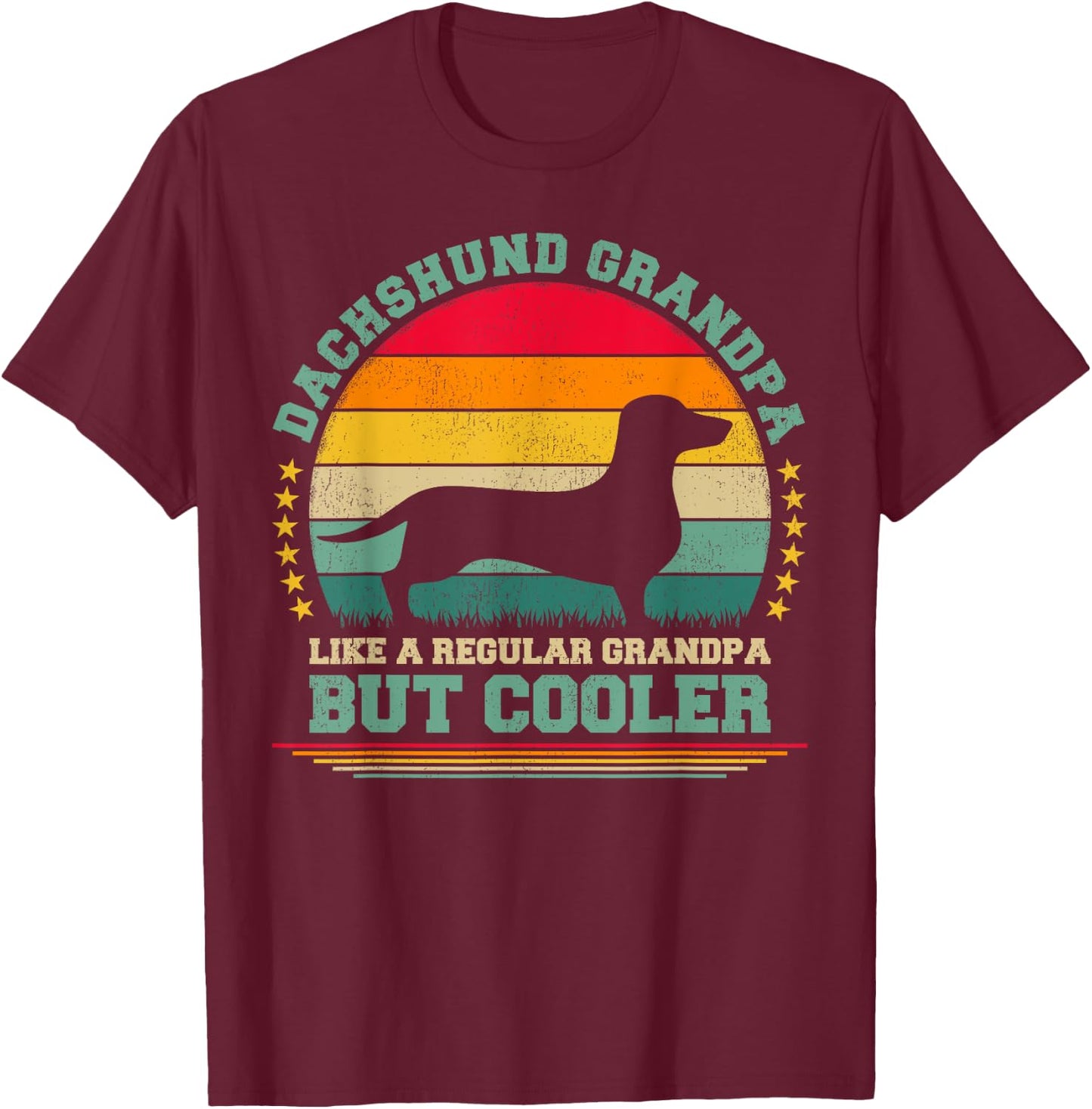 Dachshund Dog Lover Vintage Dachshund Grandpa Father's Day T-Shirt - T-Shirt | Maroon