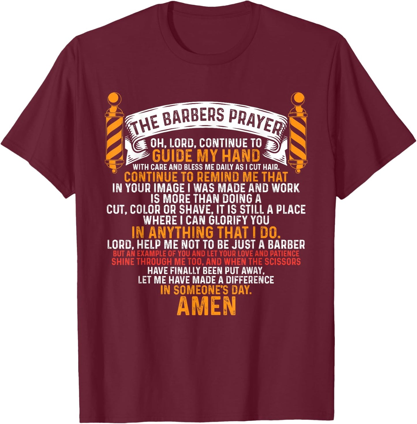 The Barber's Prayer Men Barbershop Hairdresser T-Shirt - T-Shirt | Maroon