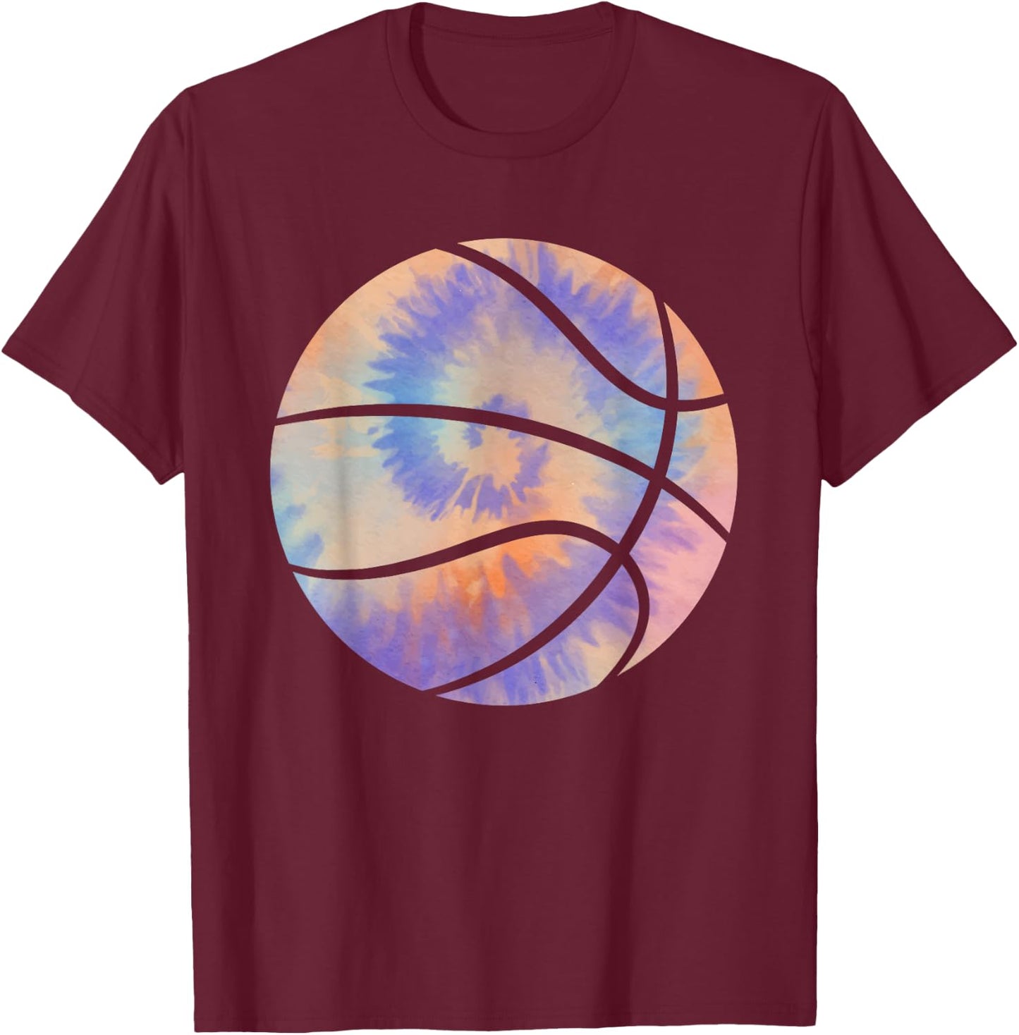 Basketball Tie Dye Colorful Rainbow Basketball Player Lover T-Shirt - T-Shirt | Maroon