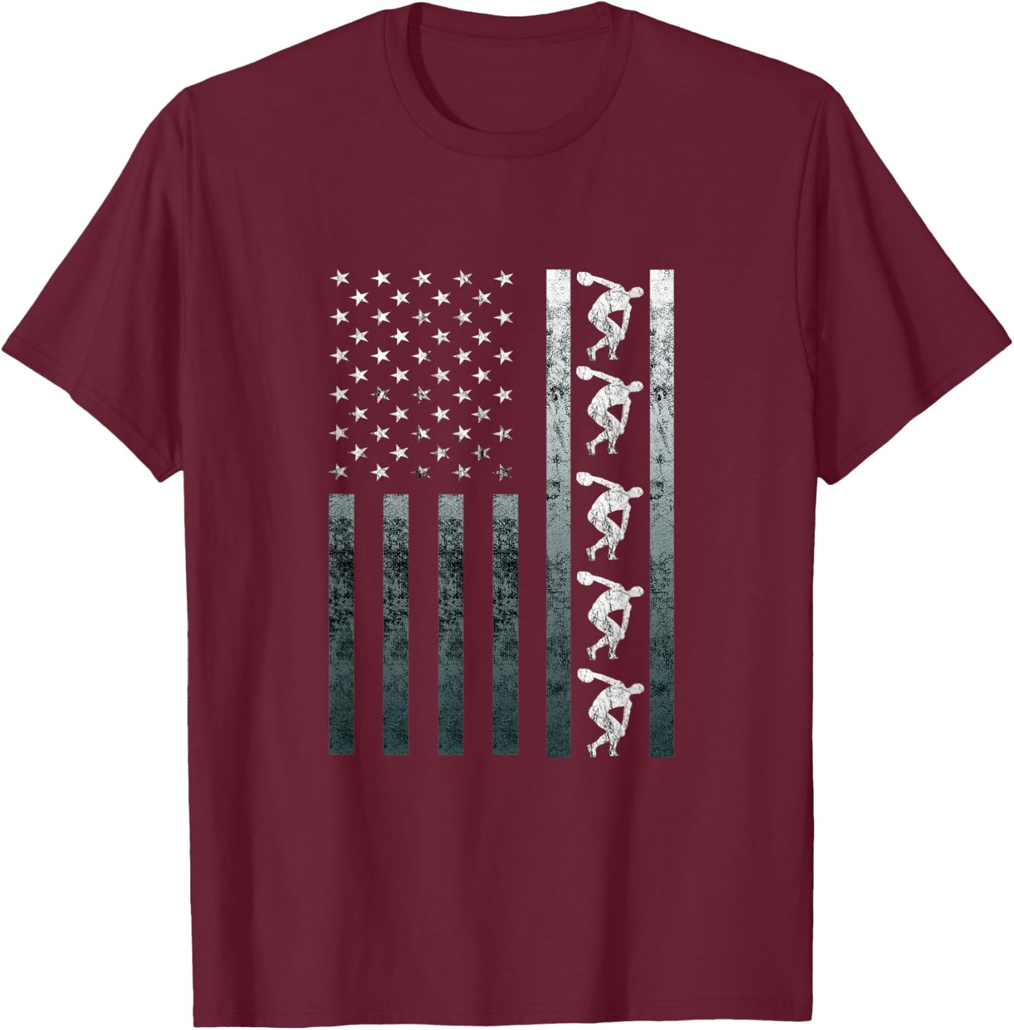 Discus Thrower Track And Field Vintage America Flag USA T-Shirt - T-Shirt | Maroon