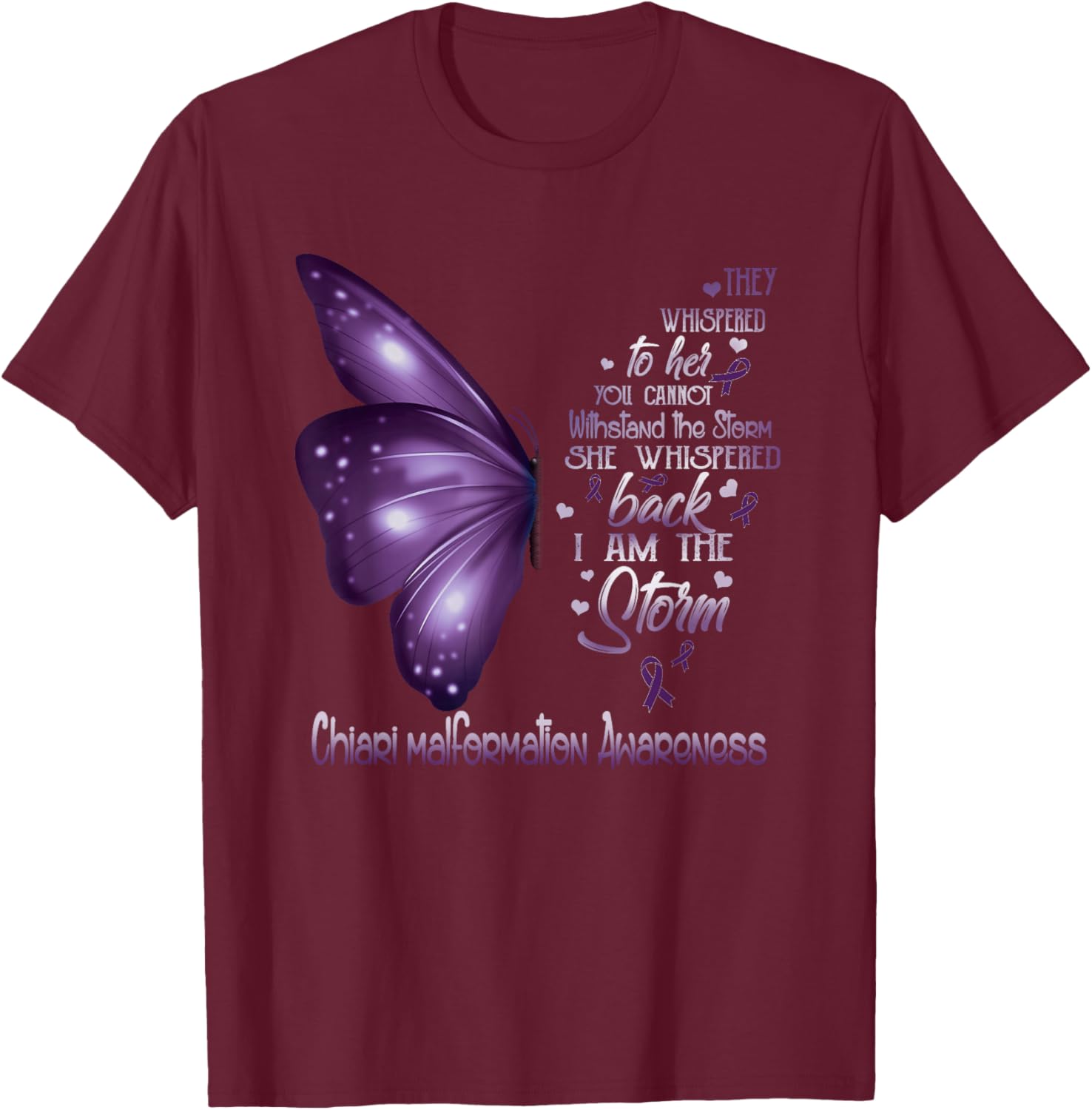 I am the storm Chiari malformation Awareness Butterfly T-Shirt - T-Shirt | Maroon