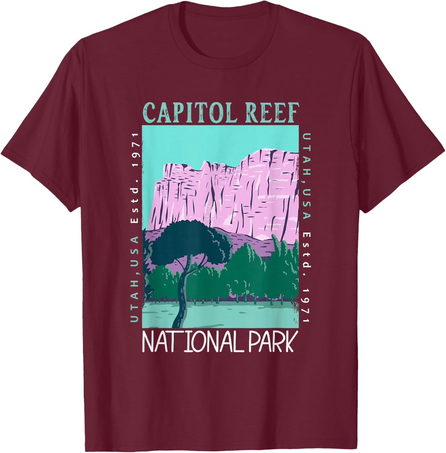 Capitol Reef National Park Utah Vintage T-Shirt - T-Shirt | Maroon