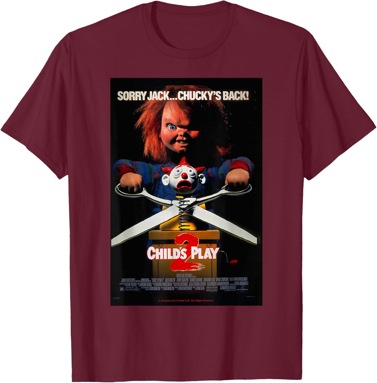 Chucky Child's Play 2 Guess Who's Back Poster T-Shirt - T-Shirt | Maroon