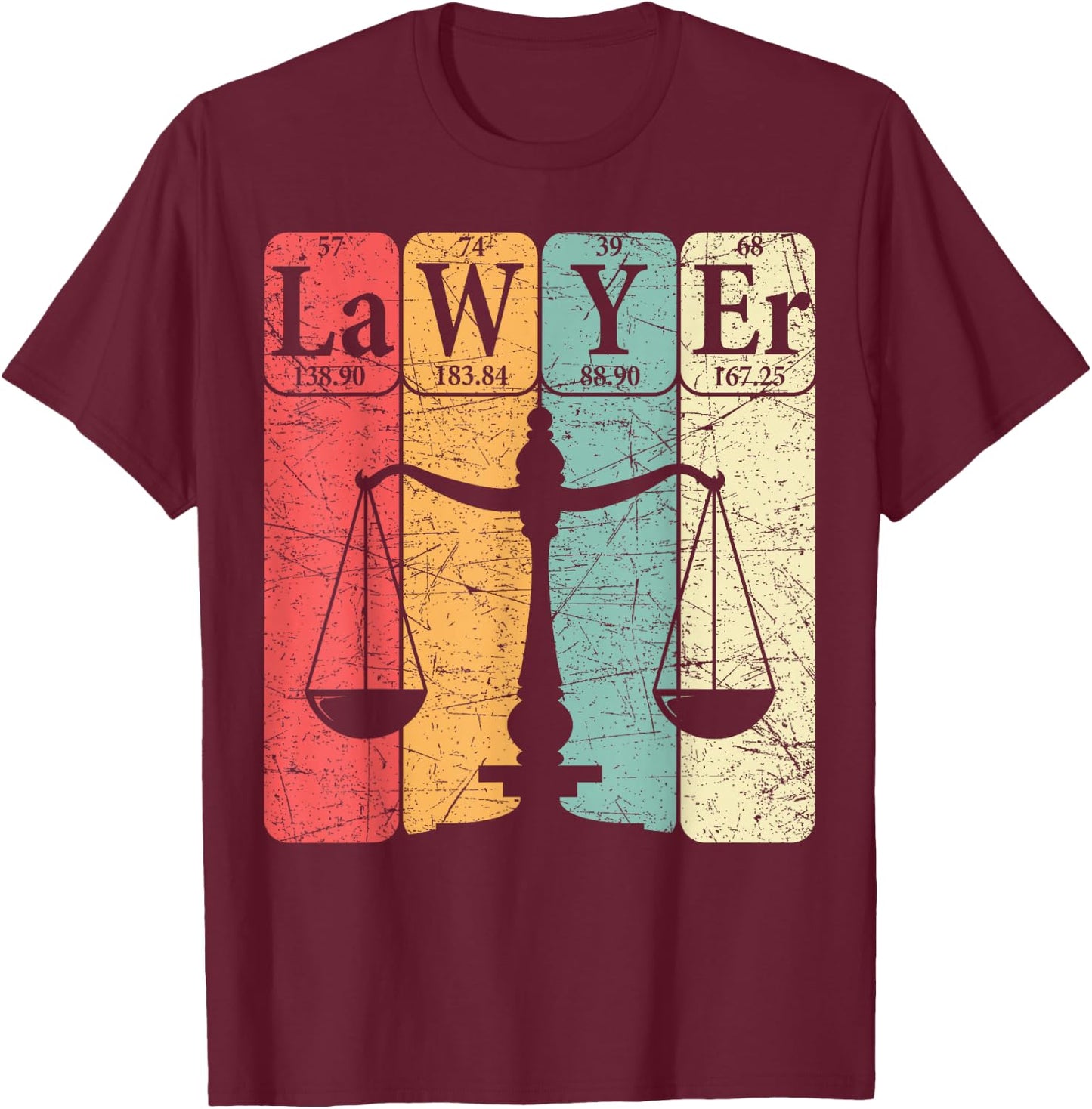 Lawyer Periodic Table Elements Nerd Lawyer Vintage T-Shirt - T-Shirt | Maroon