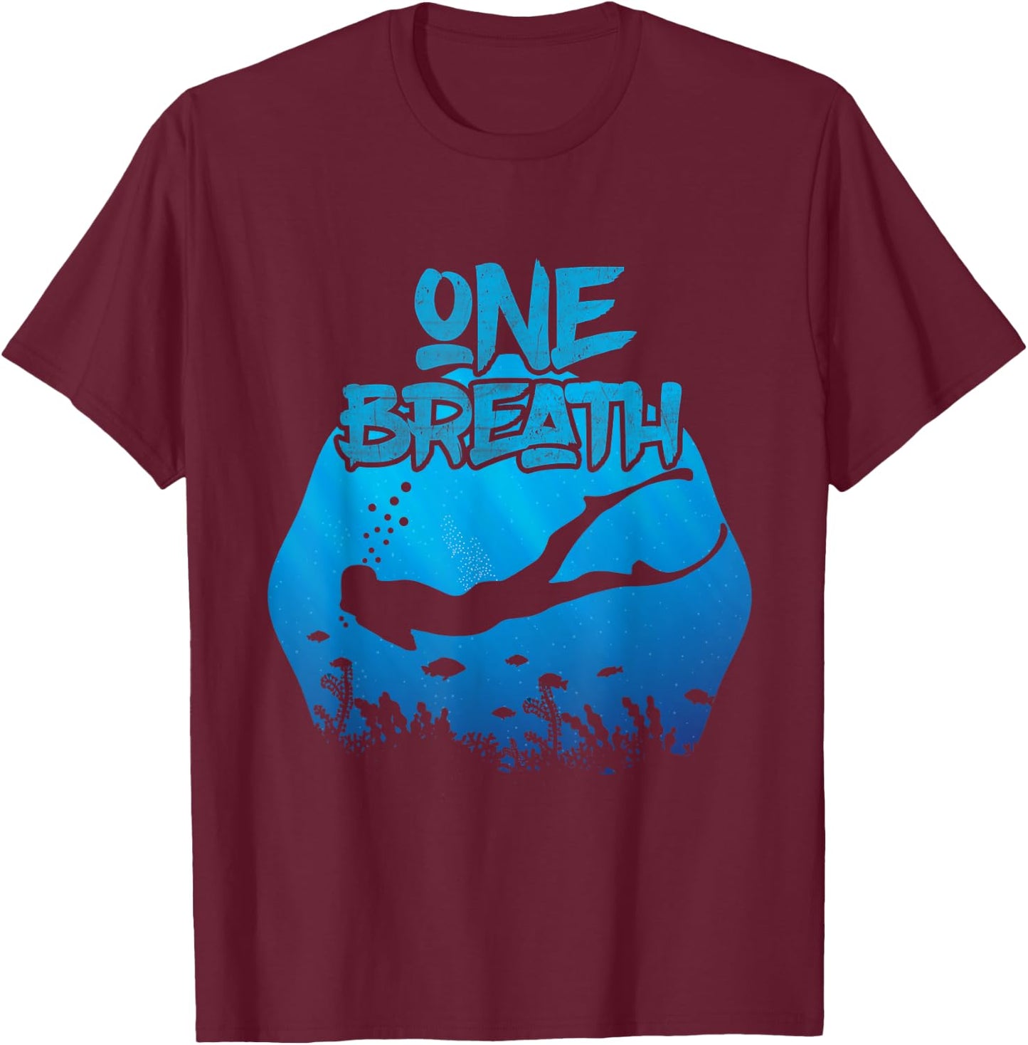 Freediving One Breath Diving Apnoe Ocean T-Shirt - T-Shirt | Maroon