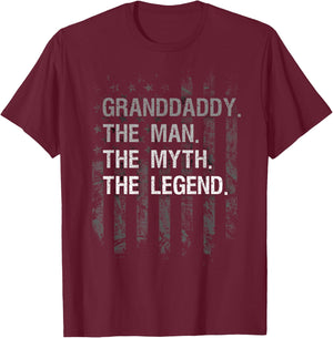 Granddaddy The Man Myth Legend Shirt American Flag T-Shirt - T-Shirt | Maroon