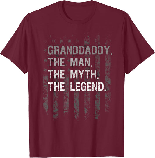Granddaddy The Man Myth Legend Shirt American Flag T-Shirt - T-Shirt | Maroon