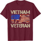 Vietnam Veteran American Flag Retro Vintage Fathers Day Women Men T-Shirt - T-Shirt | Maroon