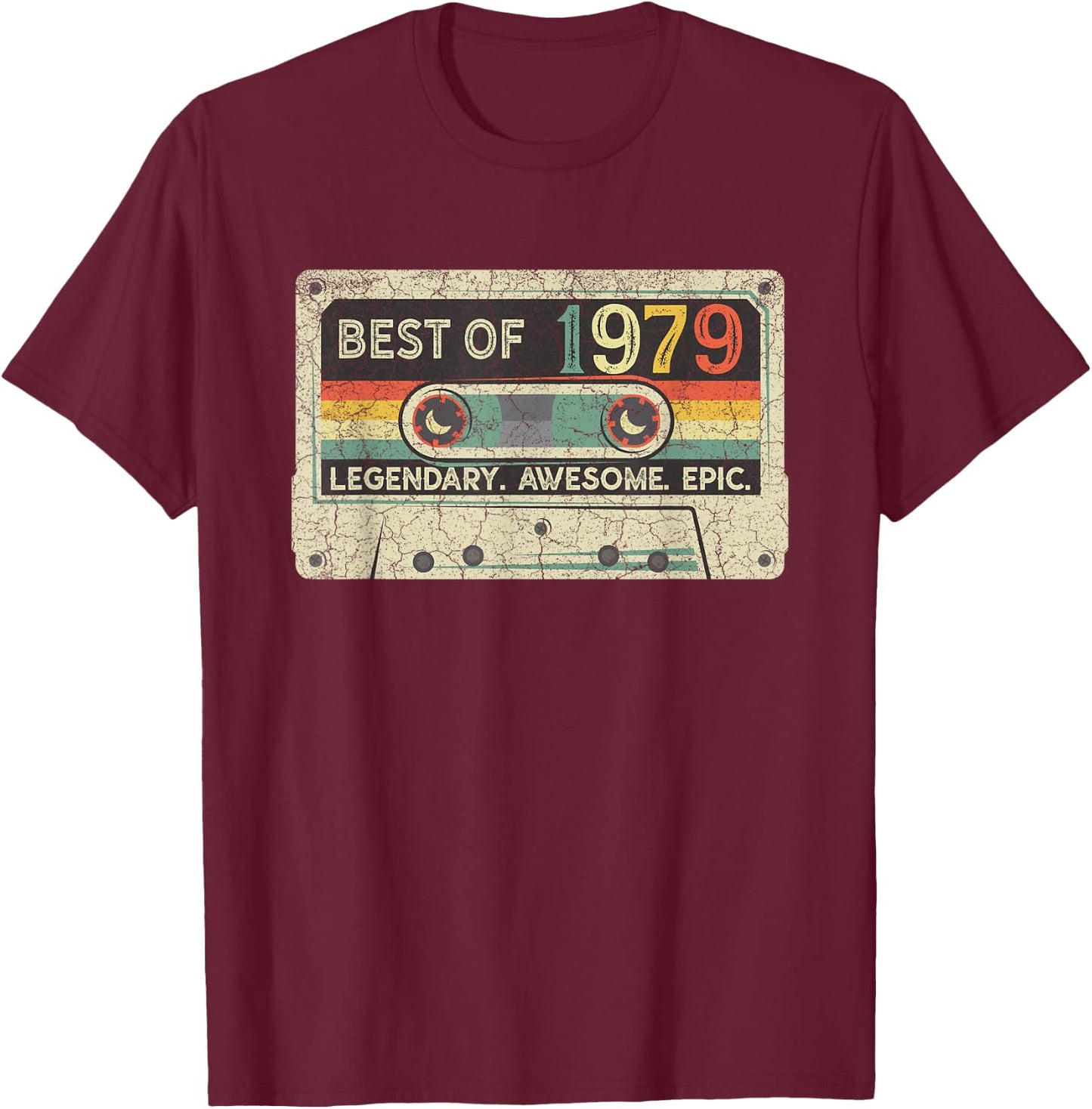 Vintage 1979 Limited Edition Cassette Tape 43th Birthday T-Shirt - T-Shirt | Maroon