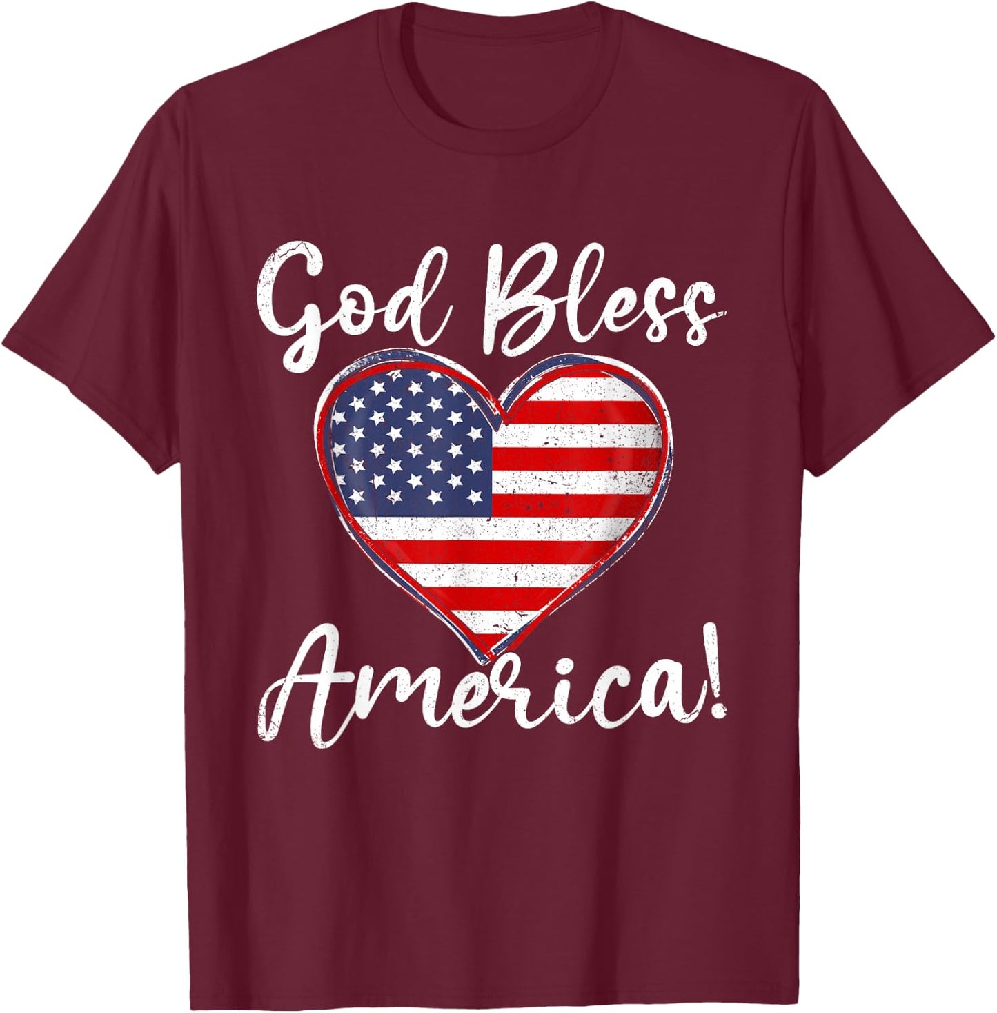 Funny God Bless American USA Flag Patriotic 4th of July T-Shirt - T-Shirt | Maroon