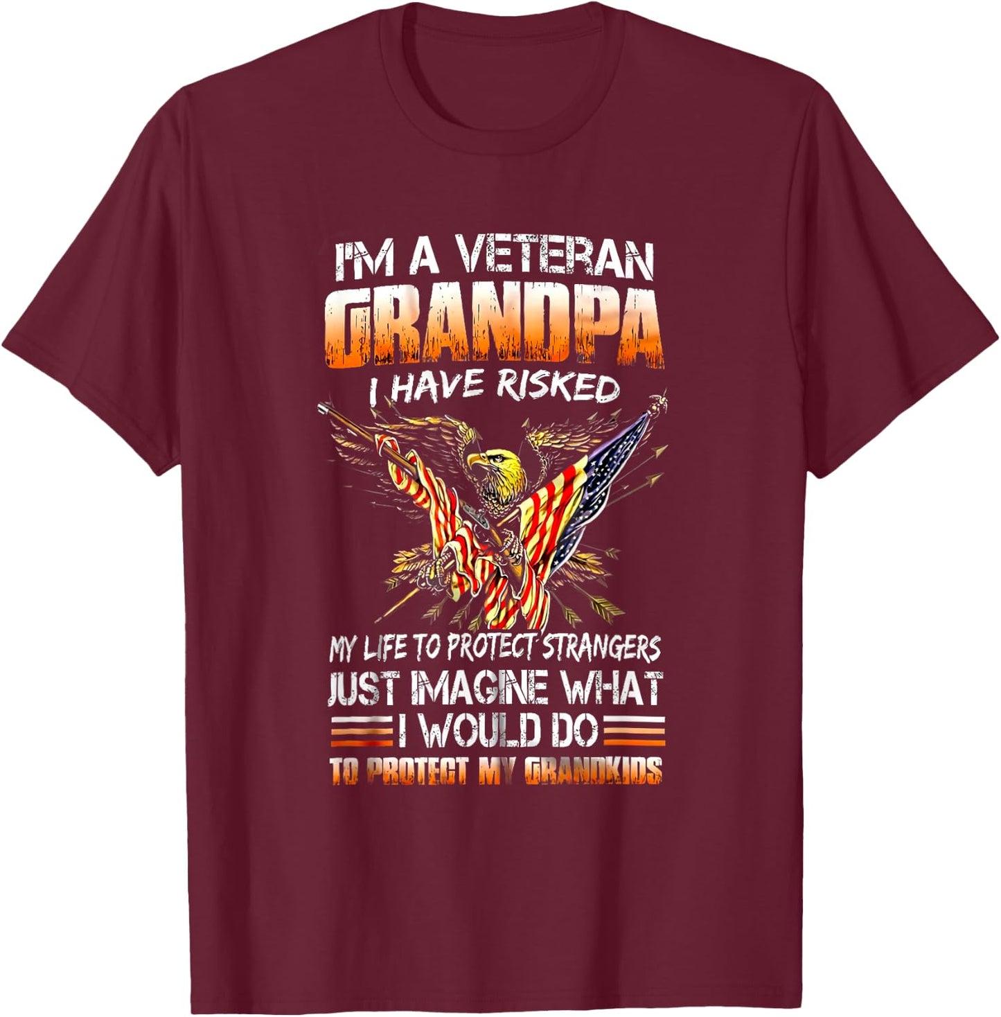 Veteran Grandpa Proud Vet Grandfather Fathers Day T-Shirt - T-Shirt | Maroon