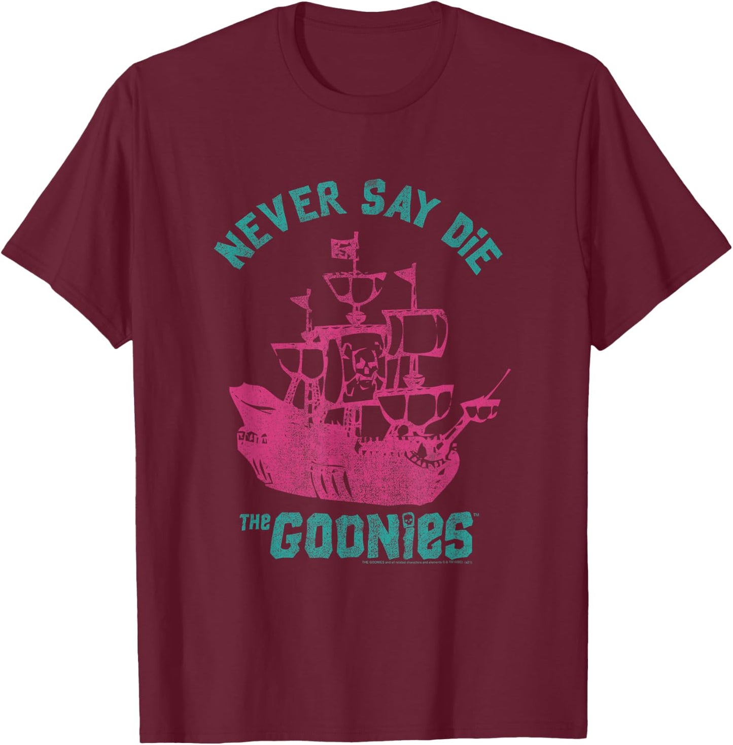 The Goonies Pastel Pirate Ship and Logo Movie T-Shirt - T-Shirt | Maroon