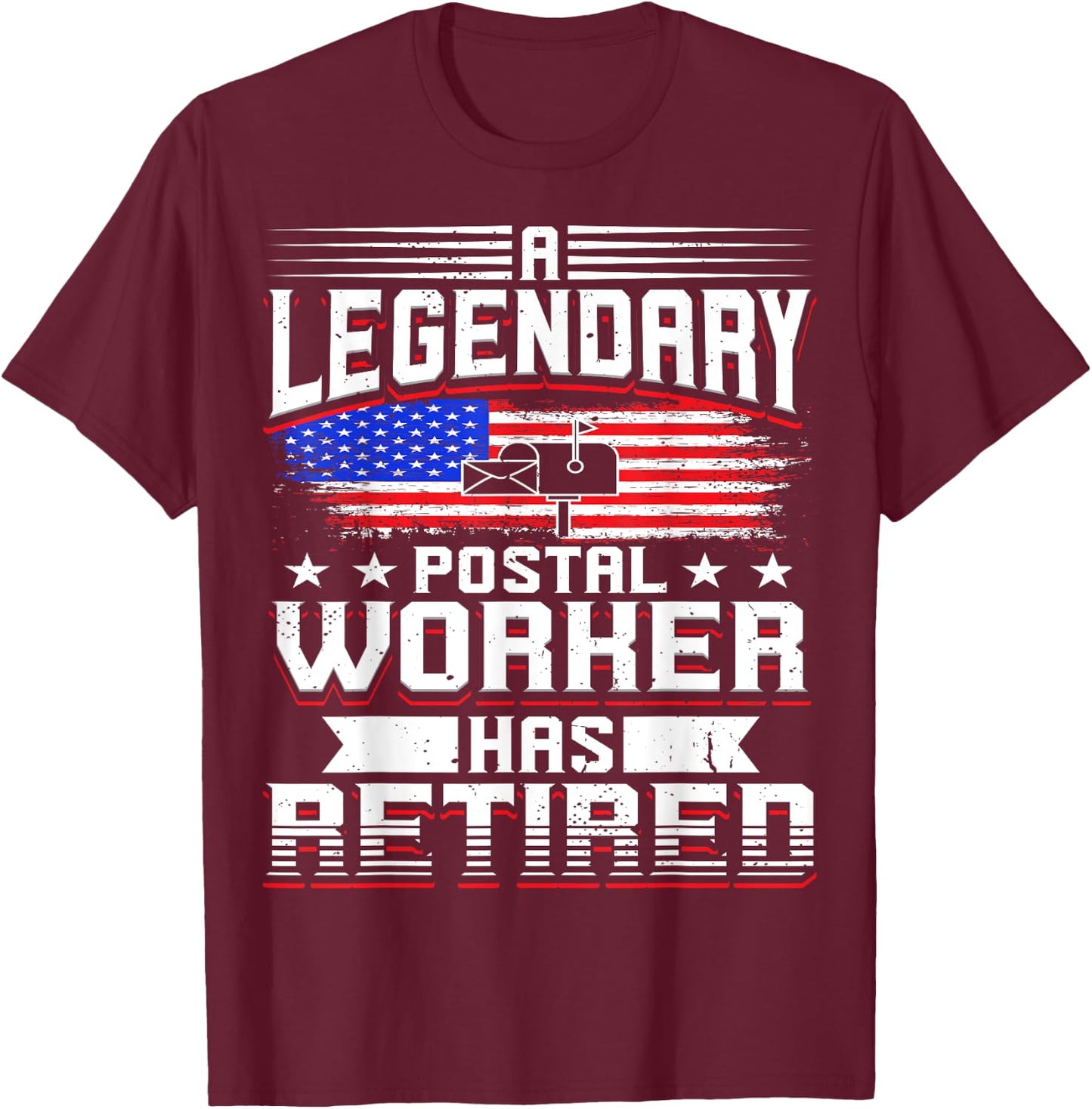Retired Postal Worker Mailman Retirement T-Shirt - T-Shirt | Maroon