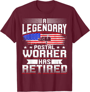 Retired Postal Worker Mailman Retirement T-Shirt - T-Shirt | Maroon