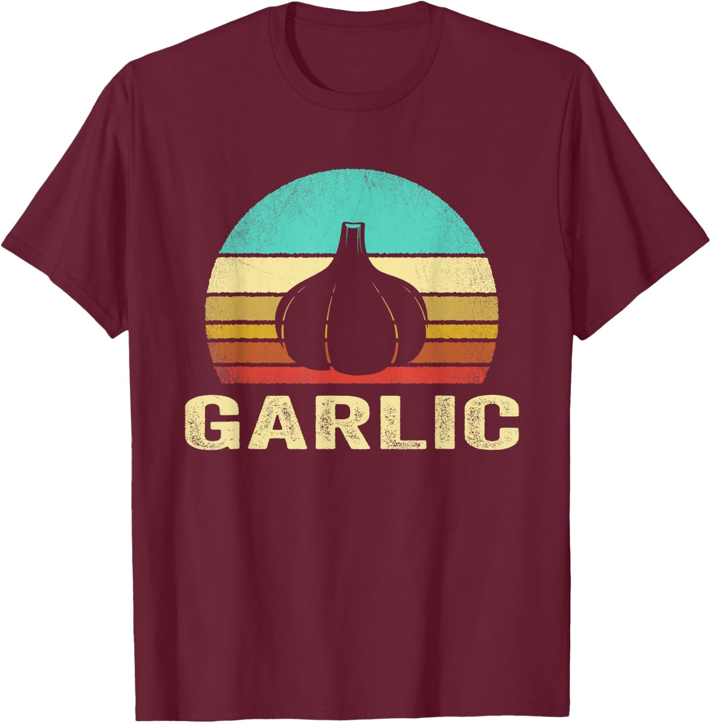 Vintage Garlic Shirt Sunset T-Shirt - T-Shirt | Maroon
