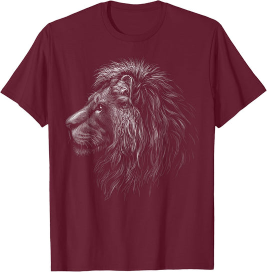lion head black art for lovers of lions King of Animals T-Shirt - T-Shirt | Maroon